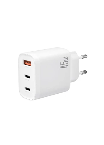 Сетевое зарядное устройство L117 PD45W/QC18W 2USB-C+1USB-A белый XO (397341643)