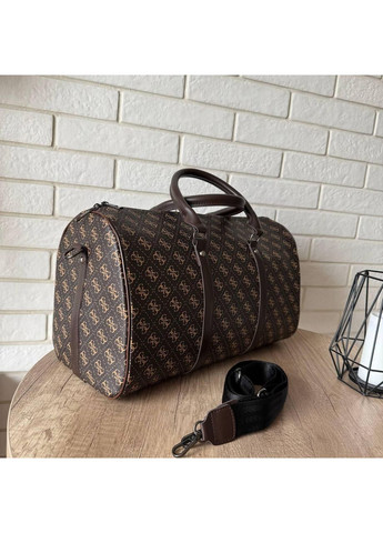 Велика чоловіча сумка з екошкіри коричнева для залу та тренування спортивна сумка м'яка ProDobro (363221585)