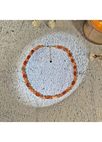 Чокер натуральний камінь Сердолік, Нефрит Машан, фур-ра гіп-ний сплав колір срібло d-6мм+- L-45-50см No Brand сердолік, нефрит латунь, натуральний камінь срібло (399640561)