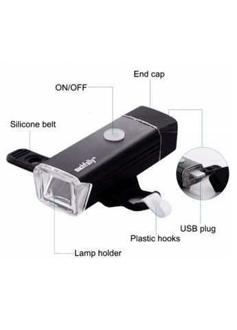 Вело фара передняя Machfally MC-QD001 аккумуляторный велосипедный водонепроницаемый фонарь с креплением USB WD (297330861)