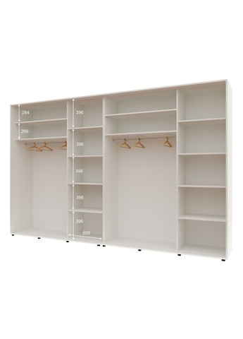 Шафа-купе чотиридверна 400*60*210 см Білий 4 двері Дзеркало Стандарт Комфорт Меблі (360432860)