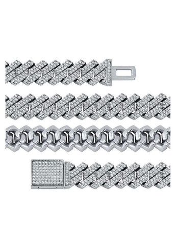 Цепь кубинская серебряная No Brand Cuban Bling Chain 57 см (356677761)