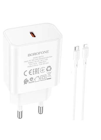 Адаптер зарядный с кабелем BA71A Type-C to Lightning Power 1 Type-C 20W Borofone (279554736)