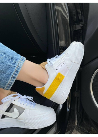 Білі Осінні кросівки чоловічі nike air force 1 type 354 white orange найк аір форс 1 преміум No Brand
