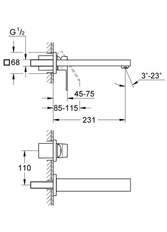 Смеситель для раковины скрытого монтажа Eurocube (23447000) Grohe (369933322)