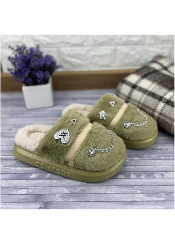 Жіночі домашні тапочки на платформі з джибітсами Е-005156-3 Зелені Sanlin (311603710)