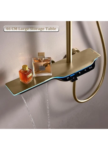 Душевая колонна с термостатическим смесителем Premium SPACE-009-J Brushed gold, 3 режима (MI Mixxus (392430335)