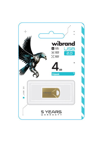 Флеш-накопичувач USB 2.0 4Gb Gold (WI2.0/HA4M1G) Wibrand Hawk (327432861)
