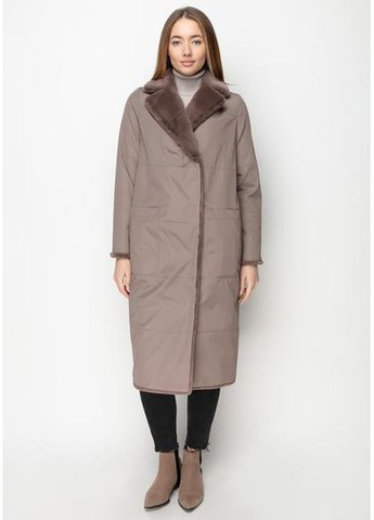 Пальто з Екохутром і Шалевим Коміром 1101M-C Т. беж/ горне ехо SAM Samange (367582221)