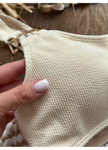 Бежевий купальник з асиметричним дизайном,щільний біфлекс Україна