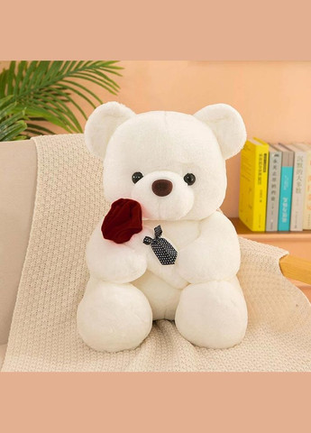 М'яка плюшева іграшка ведмідь білий з трояндою (TA0094_1) No Brand (325700057)