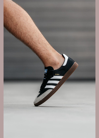 Чорні Осінні кросівки чоловічі і жіночі adidas samba vegan black grey | адідас самба веган чорні білі No Brand
