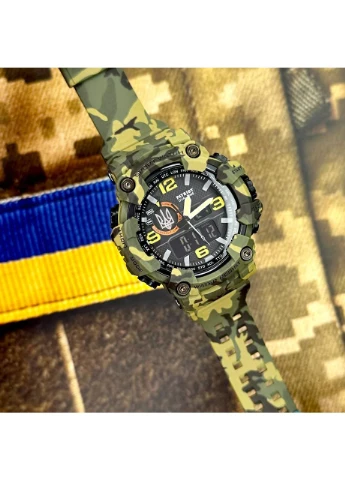 002CMGRUASI Тризуб серебро Зеленый камуфляж + Коробка. No Brand (387401568)