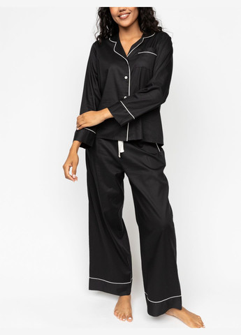 Черная всесезон женская пижама 0603_blk черный кофта + брюки Cyberjammies Hotel