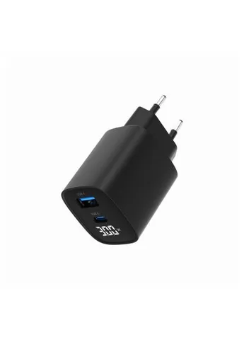 Зарядное устройство (TA-UC-PDQC30LCD-BK-01) Gembird 1xUSB-A (QC3.0 18W) + 1 Type-C (PD20W) LCD black (370019245)