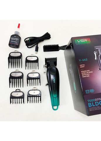 Аккумуляторная машинка для стрижки V-662. Цвет: зеленый VGR (364664266)
