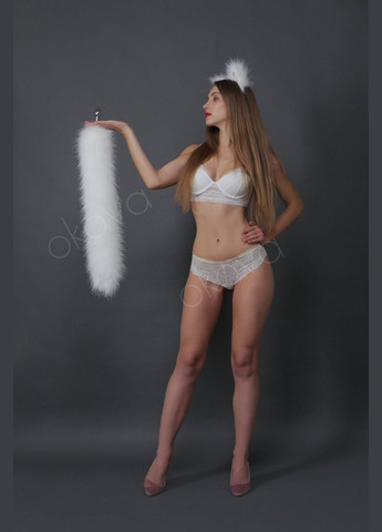 Анальний хутряний хвіст без пробки, Білий, 60 см. OKOVA (315149116)