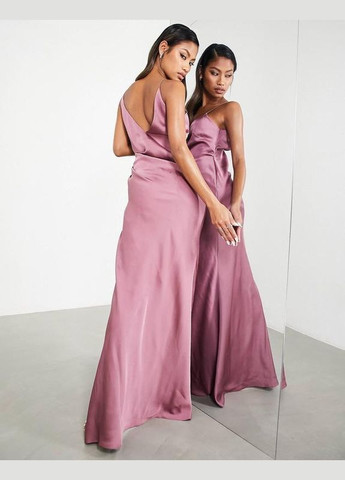 Розовое платье макси атласное вечернее Asos