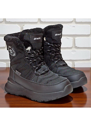 Черные зимние подростковые ботинки для девочки,зимние ботинки для девочки подростка,зимние хайтопы для девочки,дутики для подростка Biki со шнурками