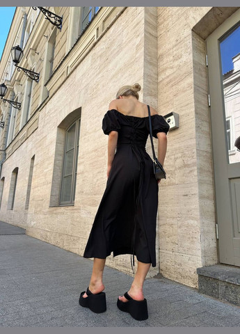 Черное повседневный платье DK/DL Мода без кордонів однотонное