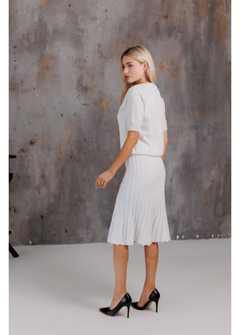 Белая кэжуал однотонная вязаная юбка плиссе миди Art Knit карандаш