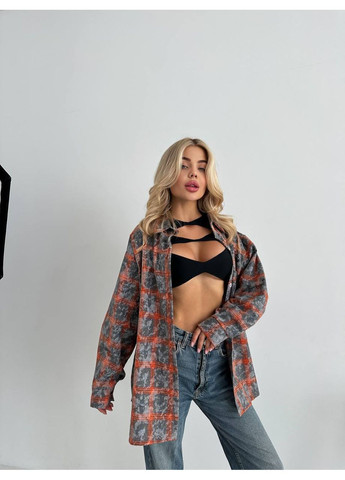 Оранжевая кэжуал рубашка в клетку MonCher с длинным рукавом