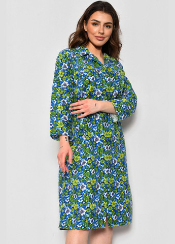 Халат жіночий байковий напівбатальний блакитного кольору з квітковим принтом Let's Shop (279724072)