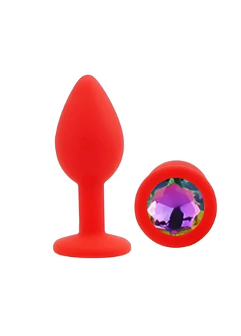 Силіконова анальна пробка Silicone Red Round Plug Rainbow, size S Egzo (395872032)