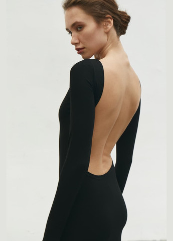 Черное платье с открытой спиной черный 696 Papaya