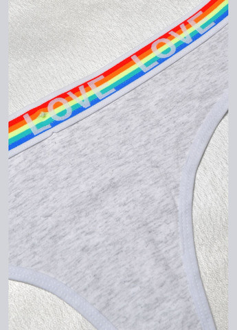 Стринги женские хлопковые с надписью серого цвета Let's Shop (303189327)