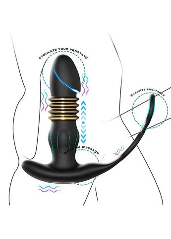 Смарт анальний вібратор, масажер простати з ерекційними кільцями на пініс і поступальними рухами No Brand (368892687)