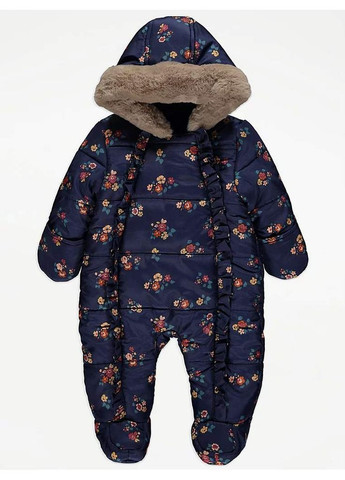 Комбінована демісезонна кобінезон зимовий navy floral snowsuit George 6008~01