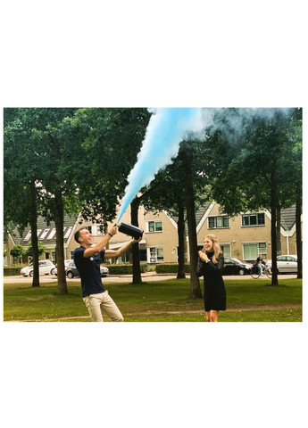 Белый Баллон Гендер Пати 1 кг с Голубой Краской Холи, Gender Party BOY OR GIRL, белый с черной наклейкой DobraMAMA (329194588)