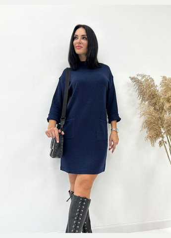 Синее теплое платье из двухсторонней ангоры Fashion Girl