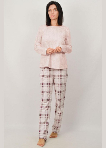 Розовая зимняя пижама с брюками кофта + брюки Roksana 1540/30012 rose