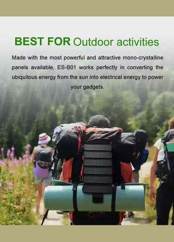 Сонячна панель складана портативна ES-B01 6 W 5 V / 1200 mA Foldable Solar Panel Black VHG (334305023)