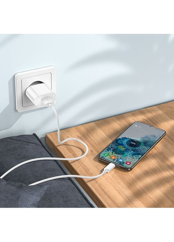 Сетевое зарядное устройство с кабелем single port QC3.0 charger set(Micro) White (6931474784827) Hoco C109A Fighter (372678088)