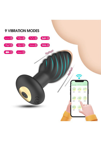 Анальна вібро-пробка чорна із дистанційним управлінням, 10 режимів No Brand (315725410)