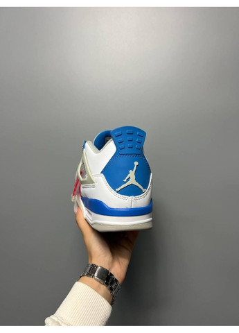 Белые демисезонные кроссовки мужские nike air jordan 4 retro golf military blue найк аир джордан No Brand