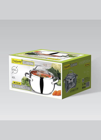 Каструля нержавійка з кришкою 20 см, 4 л (MR-3516-20) Maestro (334712990)