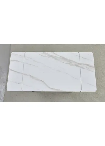 Стіл MADRID CERAMIC 120(180)*85 білий глянець/чорний каркас Intarsio (378295404)