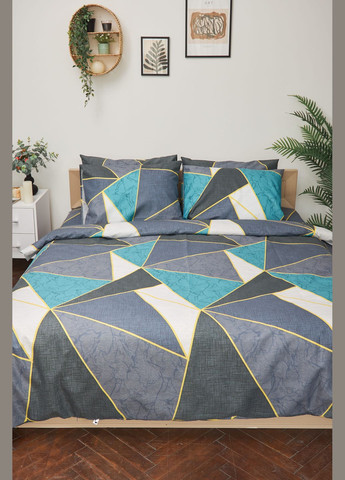 Комплект постельного белья семейный 143х210х2 наволочки 2х50х70 Микросатин Premium (MS-820001484) Moon&Star Triangles (285717965)