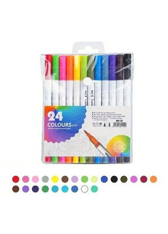 Профессиональный набор 24 шт двухсторонних маркеров линер+кисть с мягкой головкой на водной основе No Brand (366238752)