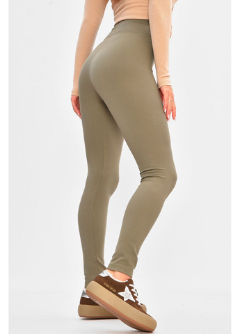 Лосіни жіночі в рубчик на флісі оливкового кольору Let's Shop (362626973)