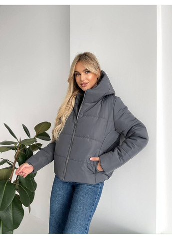 Графітова зимня жіноча утеплена куртка з плащівки на синтепоні — заміри в описі куртка-пальто DK/DL Мода без кордонів