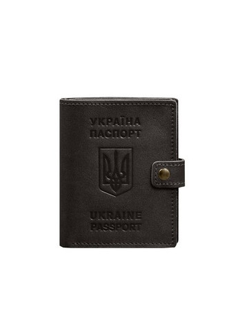 Кожаный переплет-портмоне на паспорт с гербом Украины 25.1 темно-коричневый (A-028676) BlankNote (328961480)