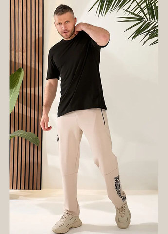 Бежевые спортивные, повседневный демисезонные прямые брюки No Brand