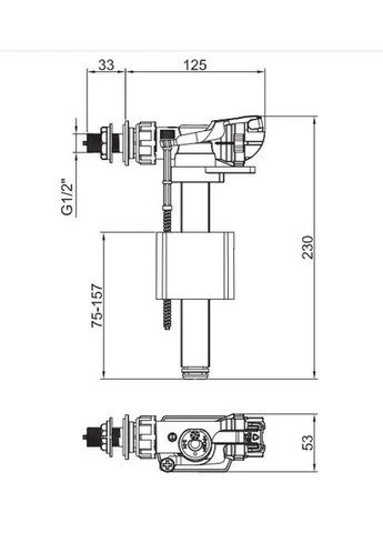 Наполнительная арматура KT-0105 для напольного унитаза, механическая, с латунной резьбой, боковое подключение 1/2" KOER (398851647)