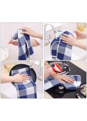 Набор 6в1 кухонных полотенец No Brand серо-синий