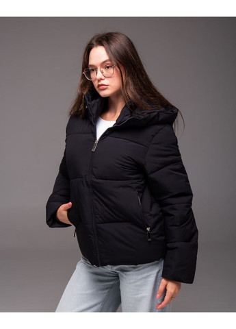 Чорна демісезонна жіноча демісезонна куртка з капюшоном Vakko